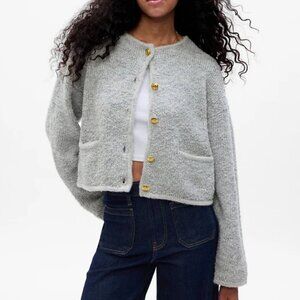 GAP Boucle Cropped Cardigan Sweater Jacket